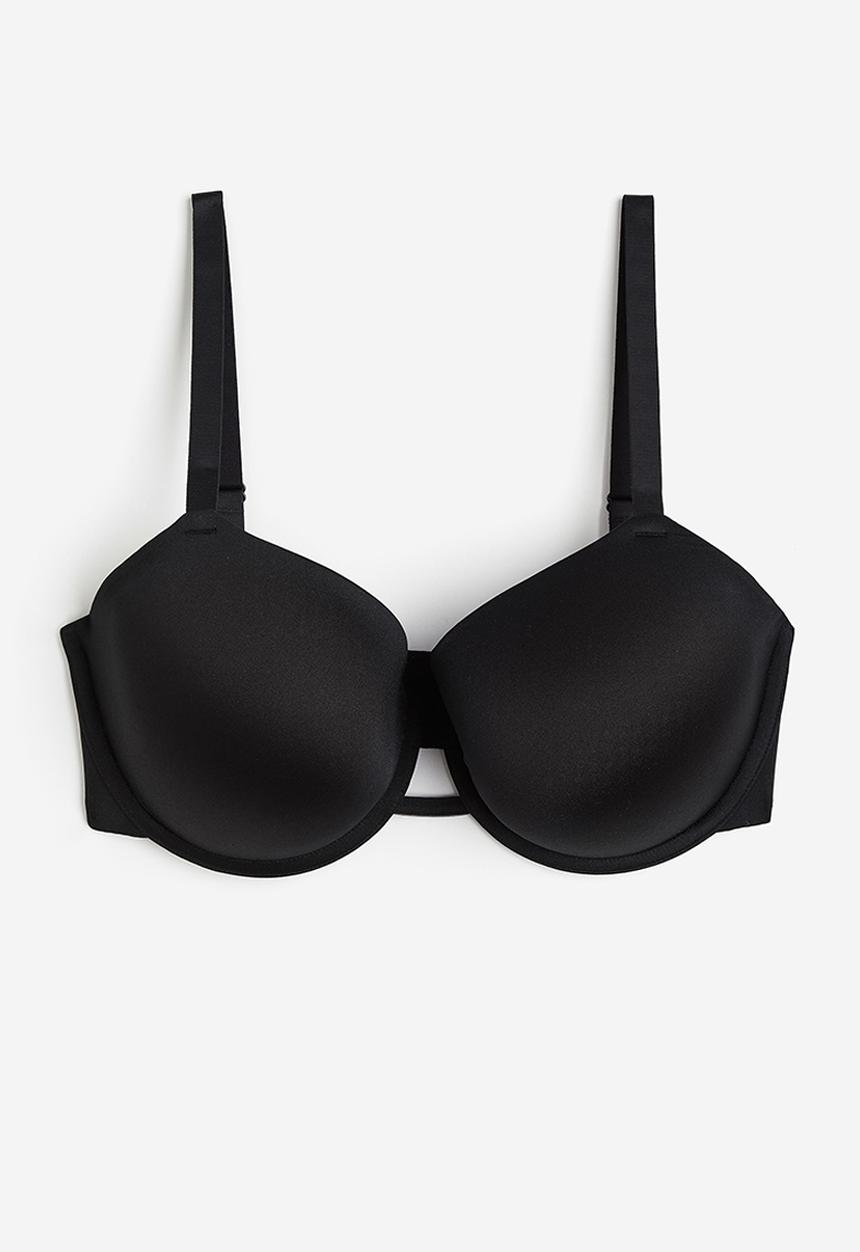 H&M - Microfibre padded underwired bra - black