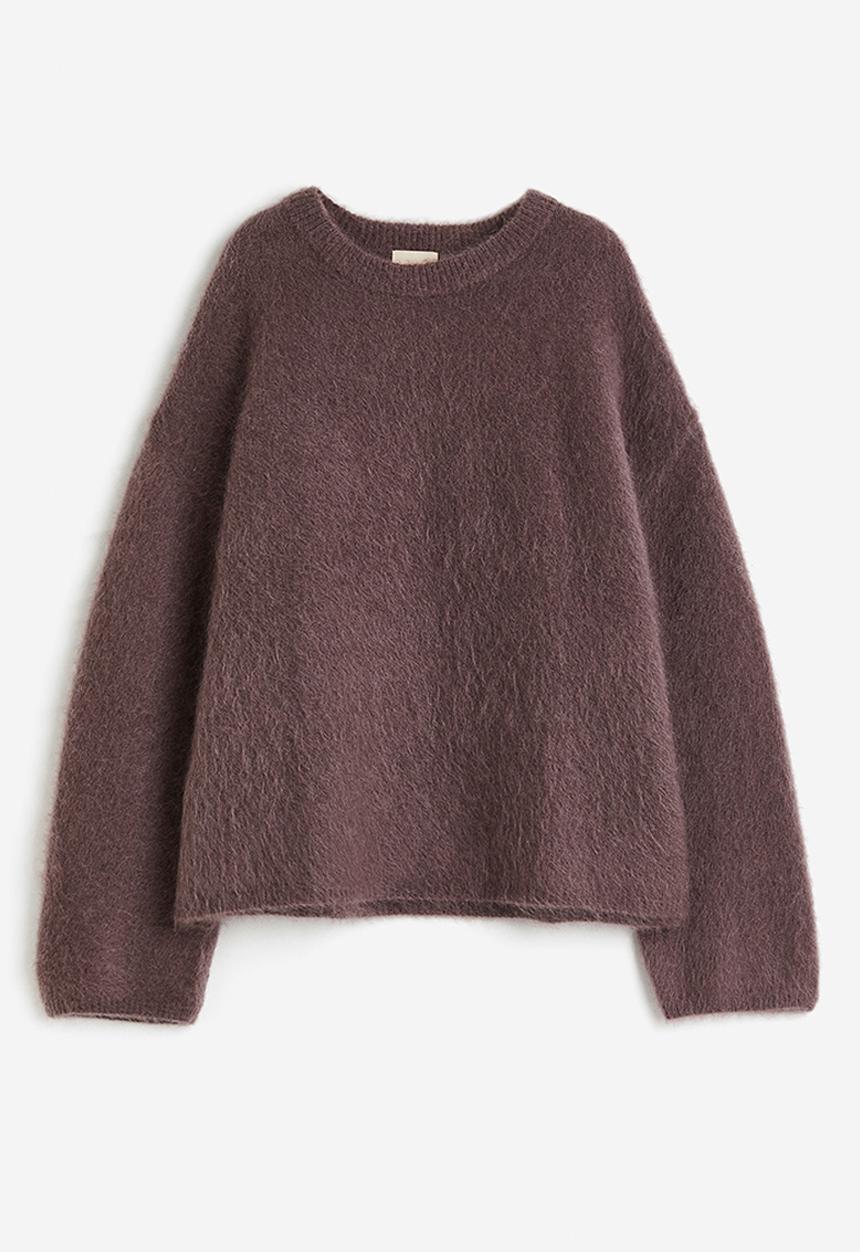 H&M - Oversized mohair-blend jumper - dark brown 