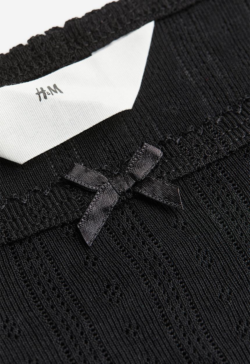 H&M - Pointelle jersey top - black