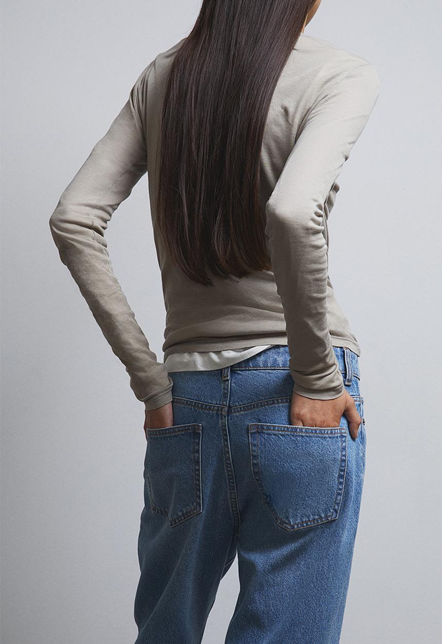 H&M - Straight high jeans - light denim blue