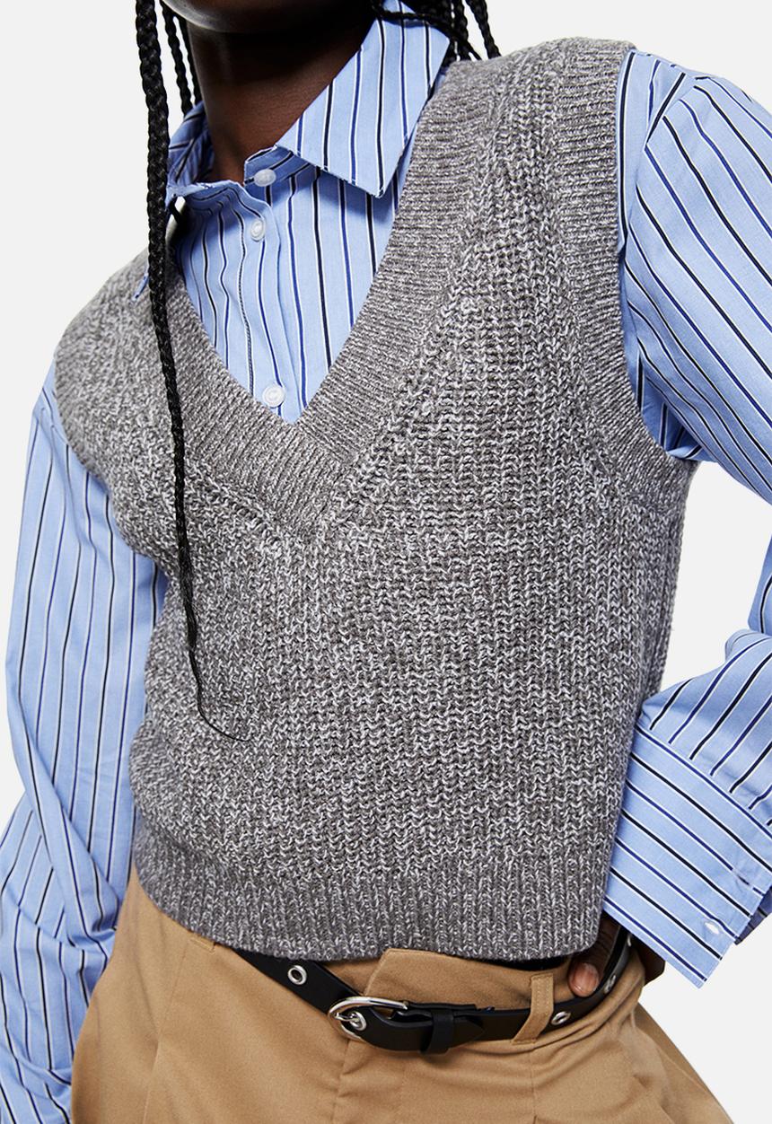 H&M - Rib-knit sweater vest - greige marl
