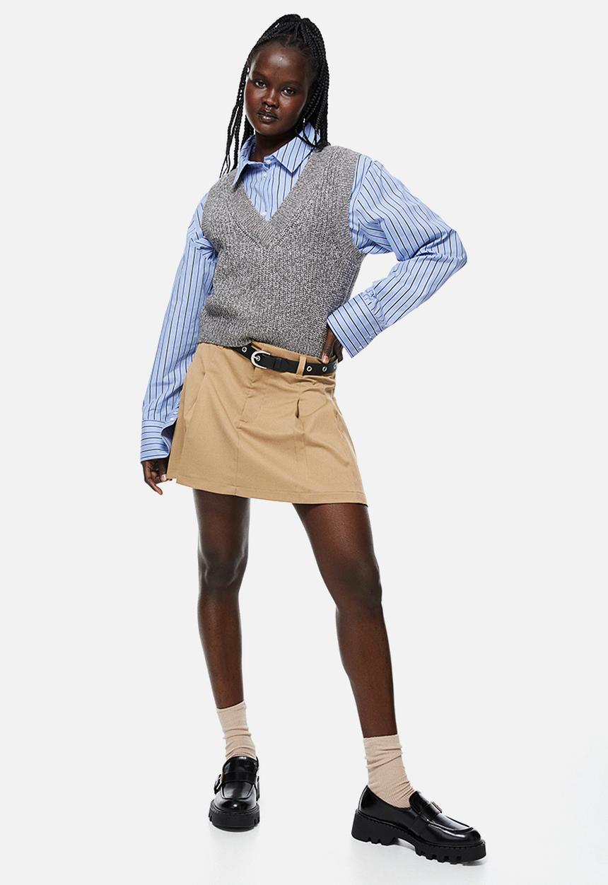 H&M - Rib-knit sweater vest - greige marl