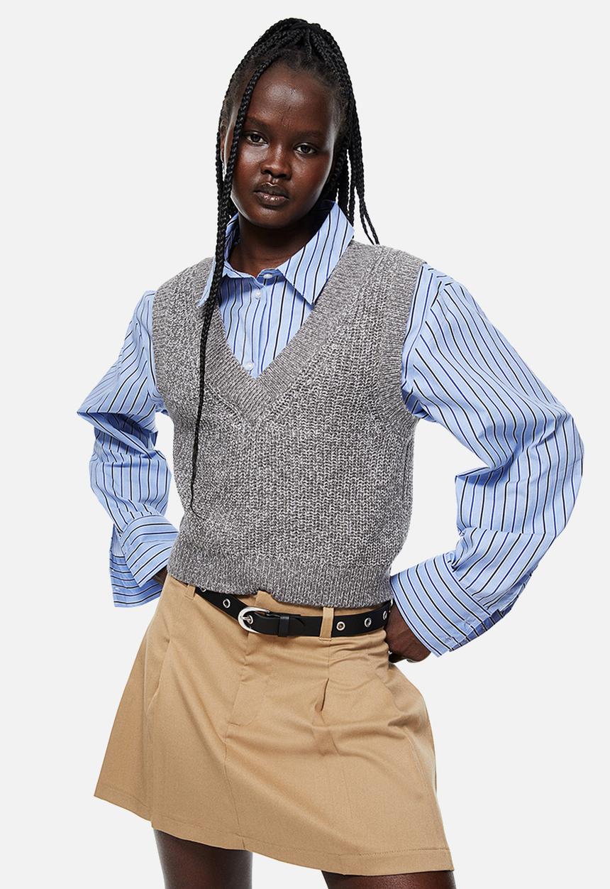 H&M - Rib-knit sweater vest - greige marl