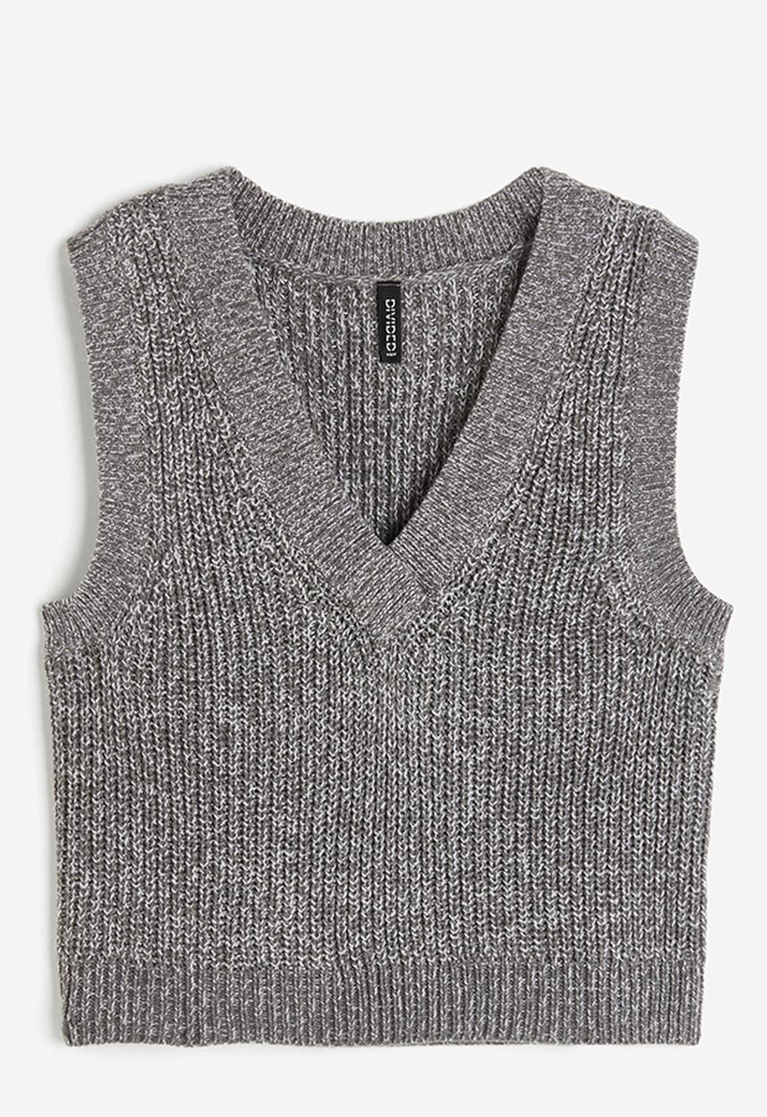 H&M - Rib-knit sweater vest - greige marl