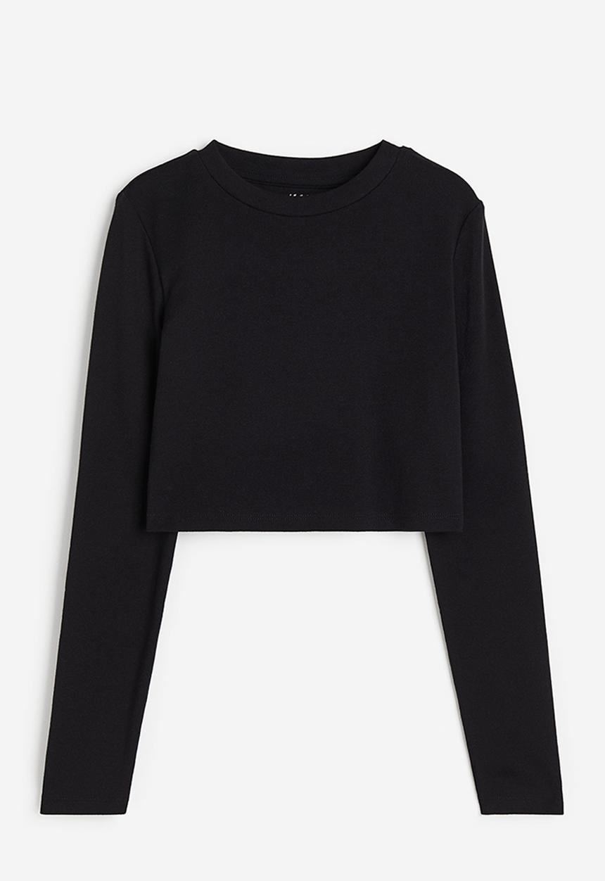 H&M - Long-sleeved jersey top - black