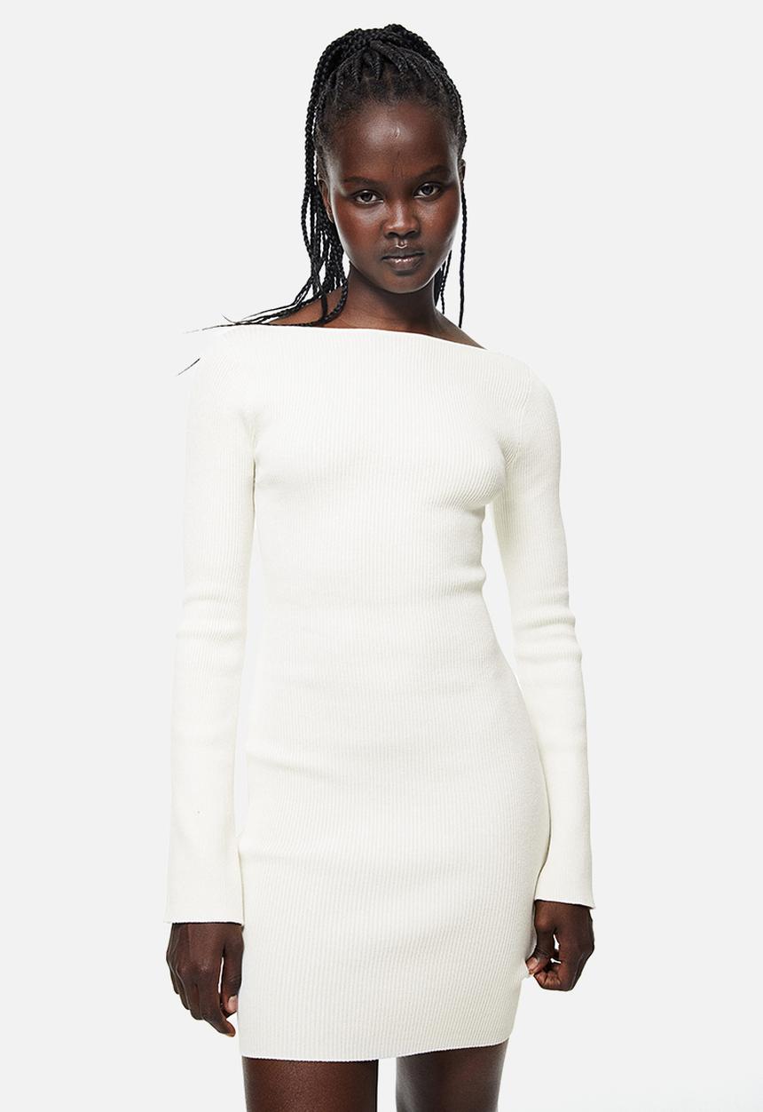 H&M - Rib-knit bodycon dress - cream