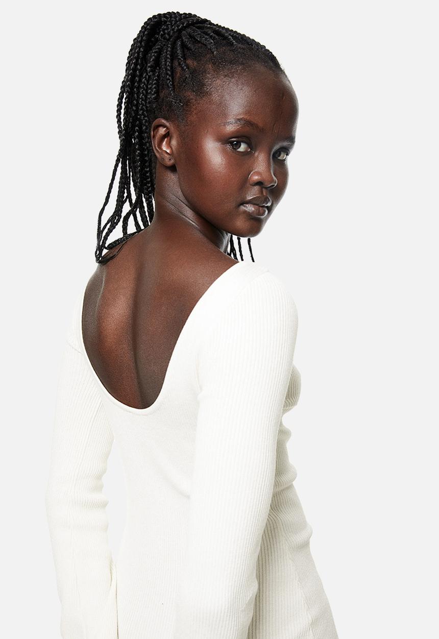 H&M - Rib-knit bodycon dress - cream