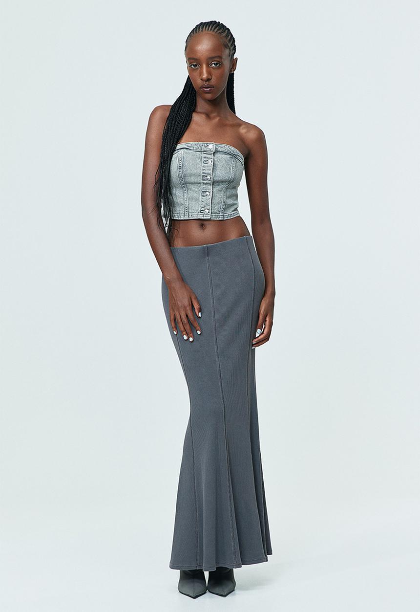 H&M - Ribbed mermaid skirt - grey