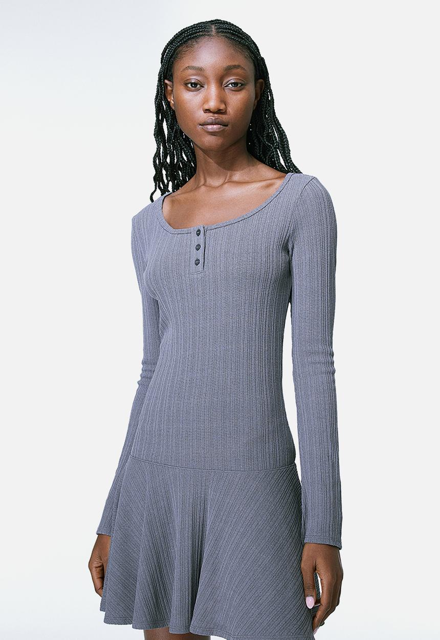H&M - Ribbed jersey dress - dark grey