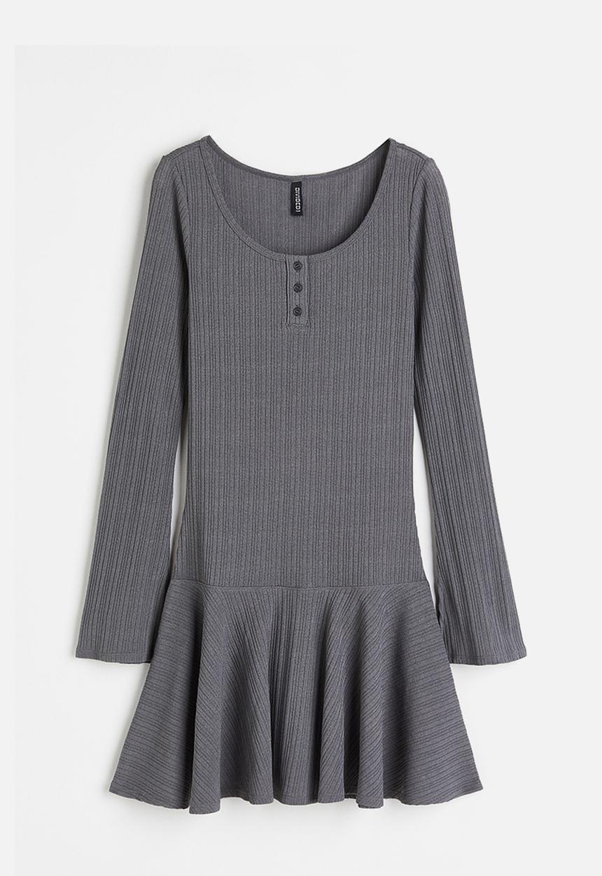 H&M - Ribbed jersey dress - dark grey