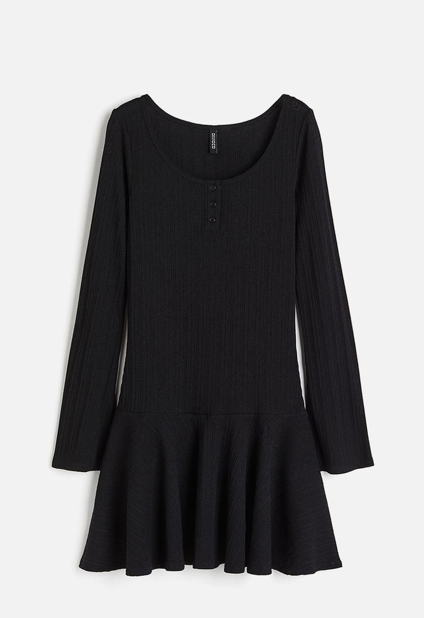 H&M - Ribbed jersey dress - black