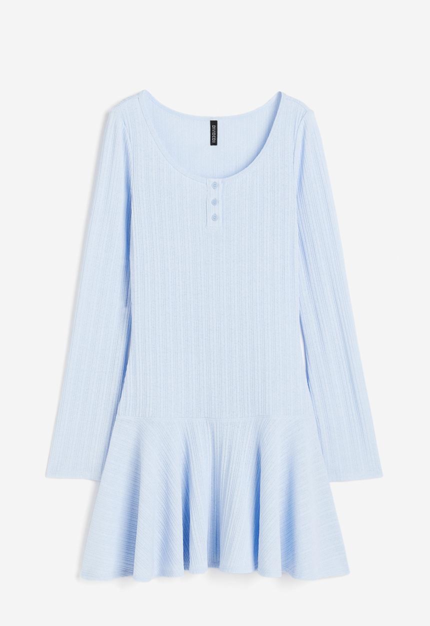 H&M - Ribbed jersey dress - light blue