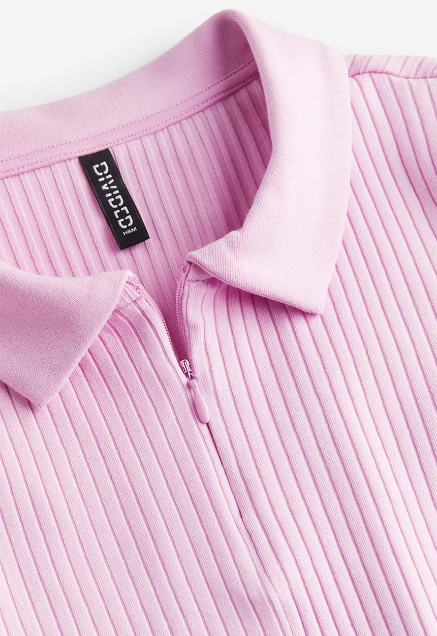 H&M - Zip-top cropped top - light pink