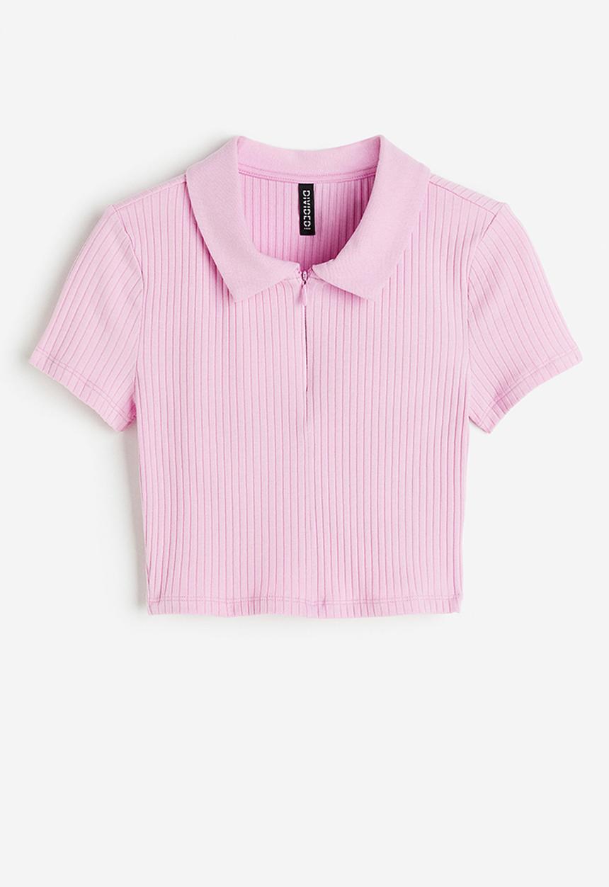 H&M - Zip-top cropped top - light pink