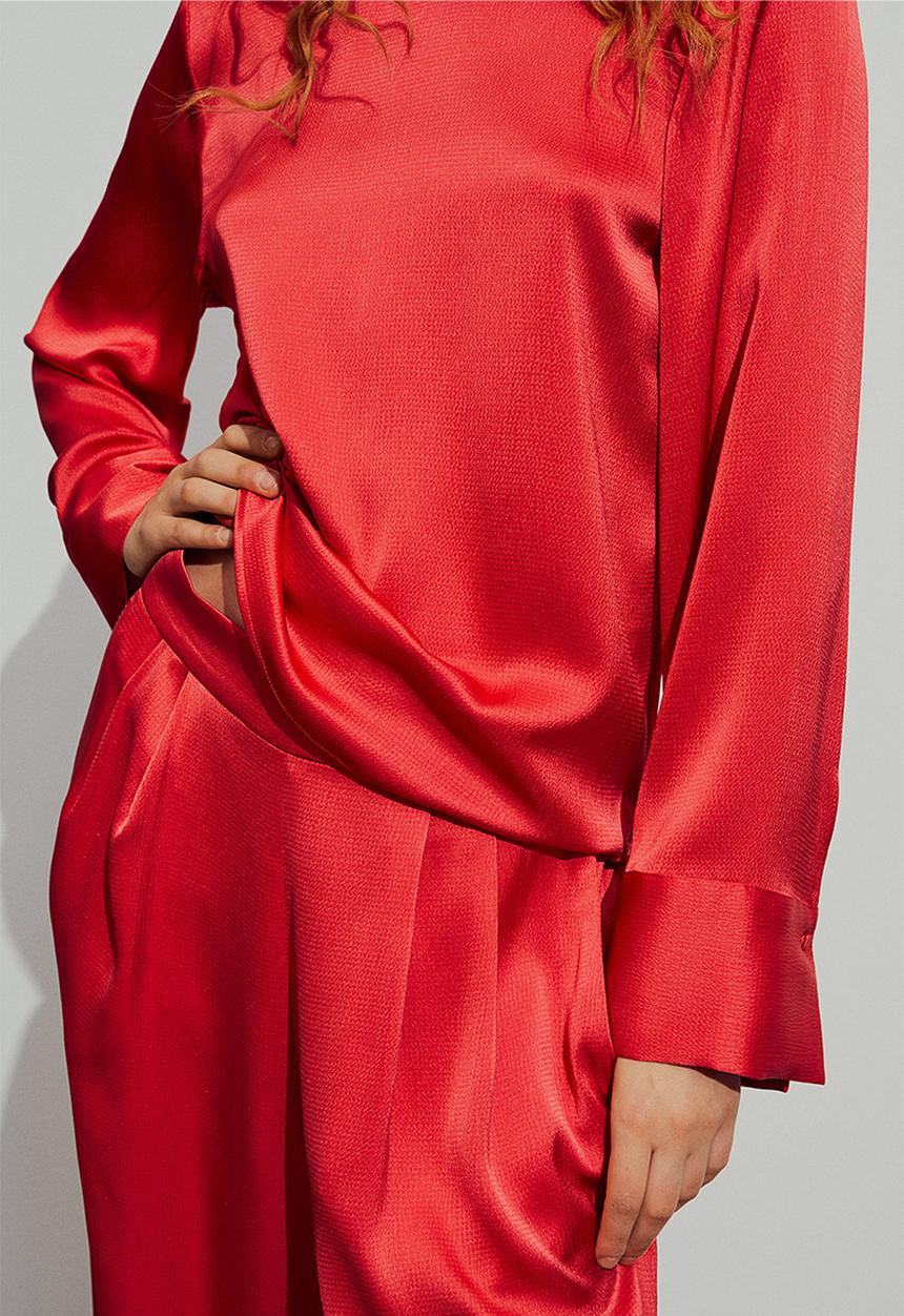 H&M - Wide satin trousers - red