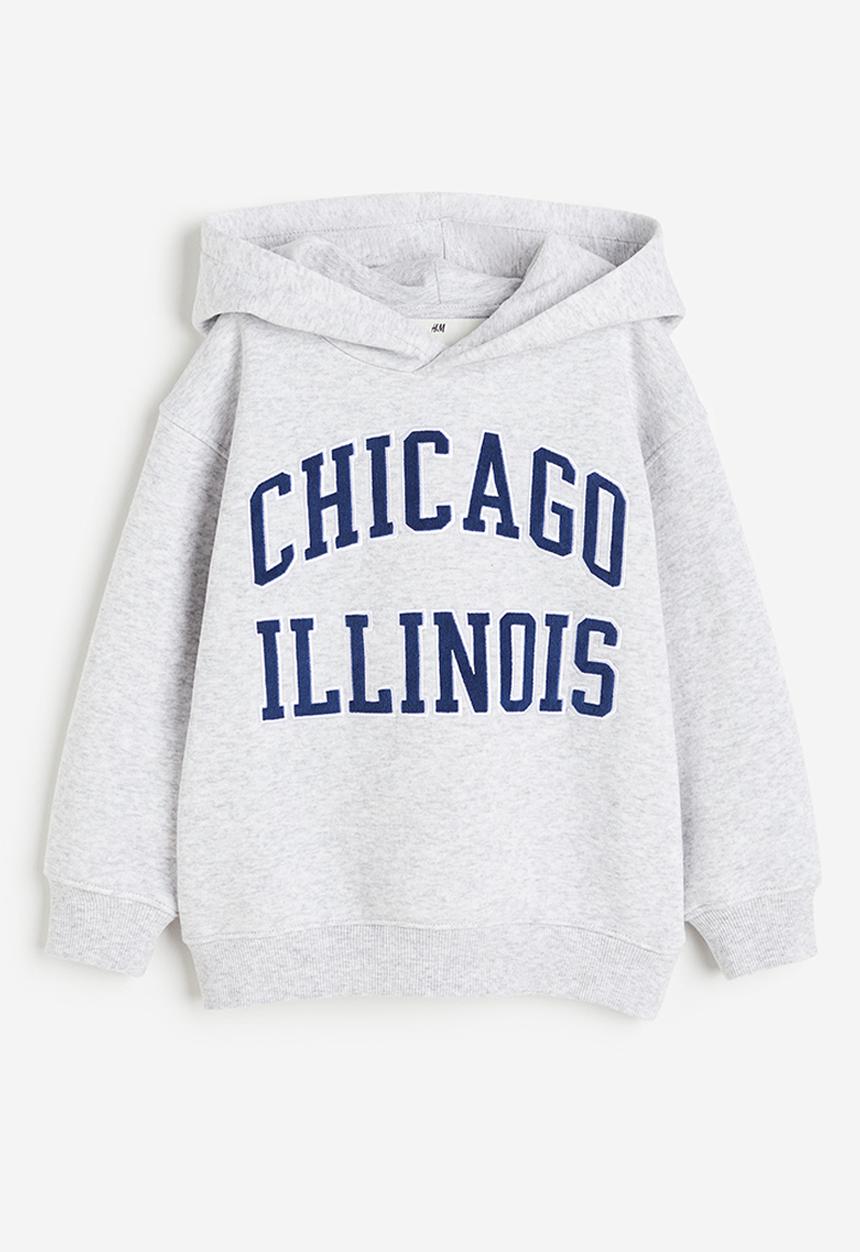 H&M - Printed hoodie - light grey marl chicago