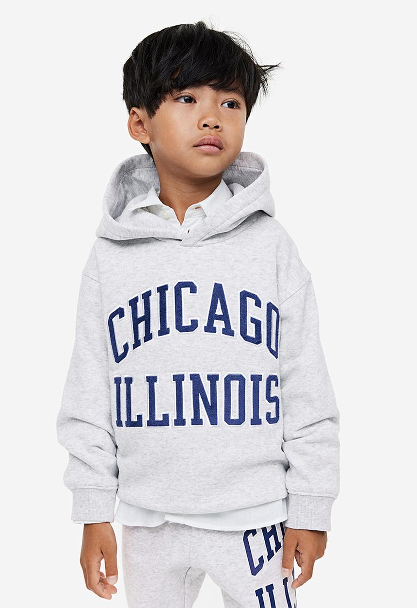 H&M - Printed hoodie - light grey marl chicago