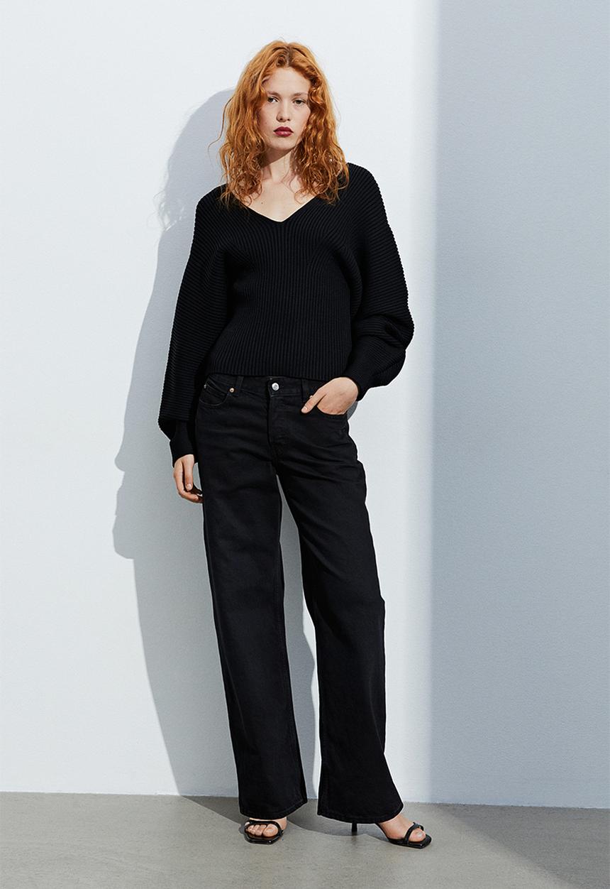 H&M - Wide regular jeans - black