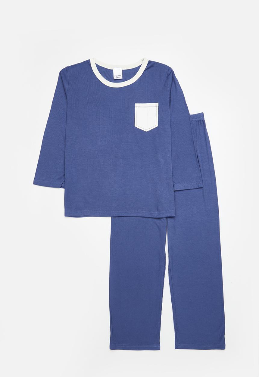 Pop Candy - Contrast pocket pj set - blue