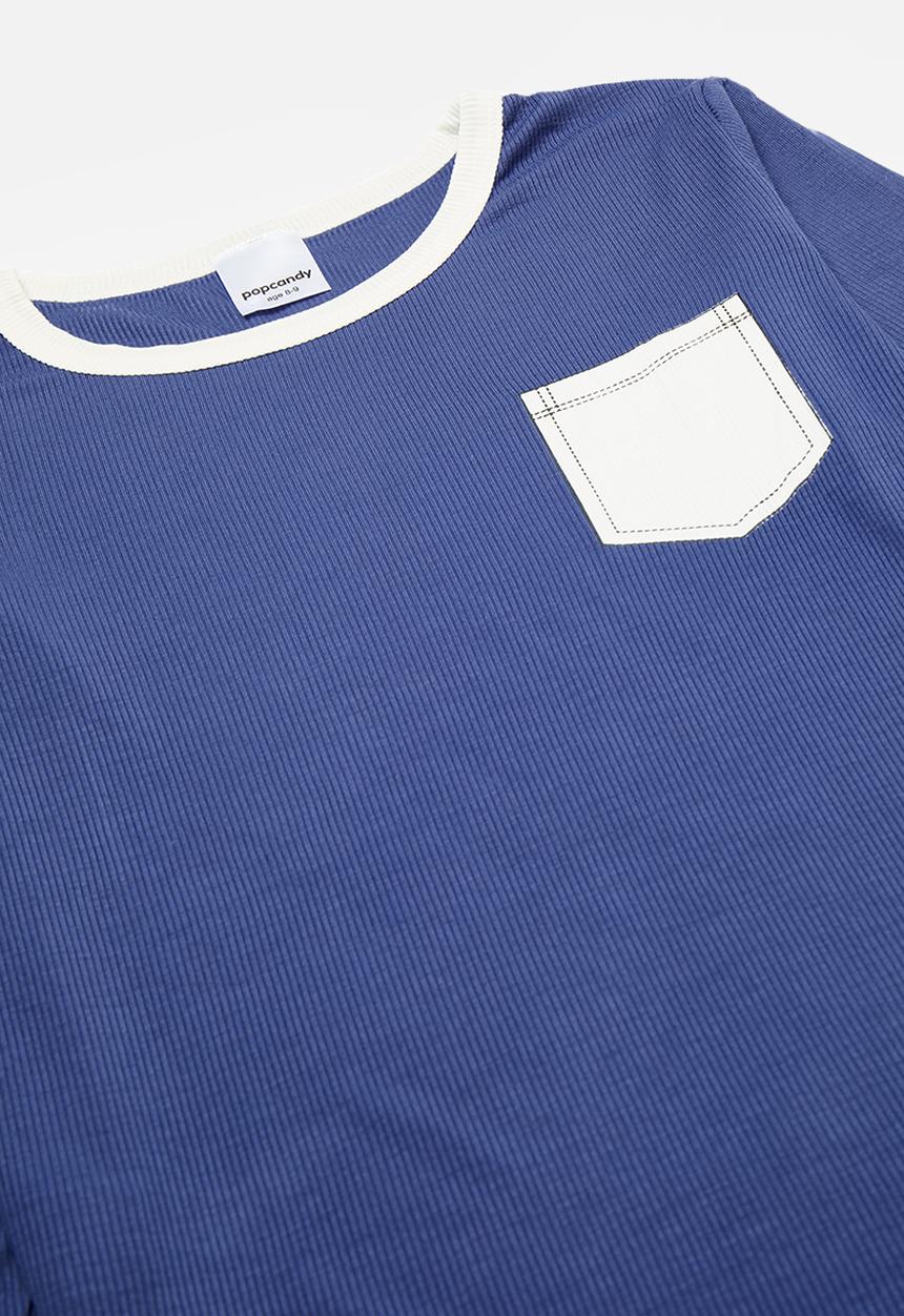 Pop Candy - Contrast pocket pj set - blue