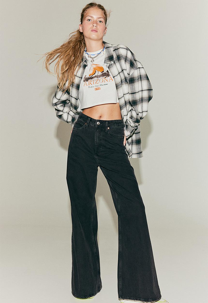 H&M - Wide high jeans - black