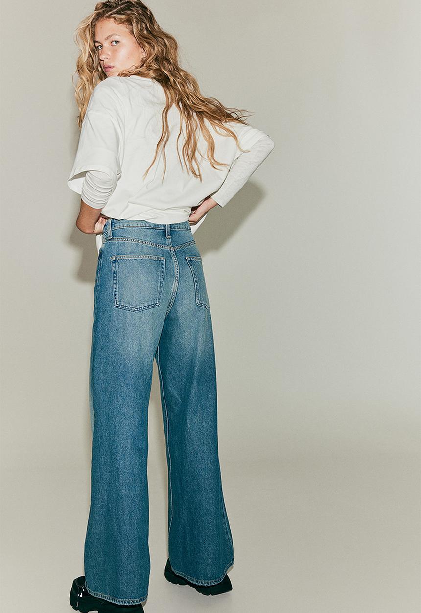 H&M - Wide high jeans - denim blue