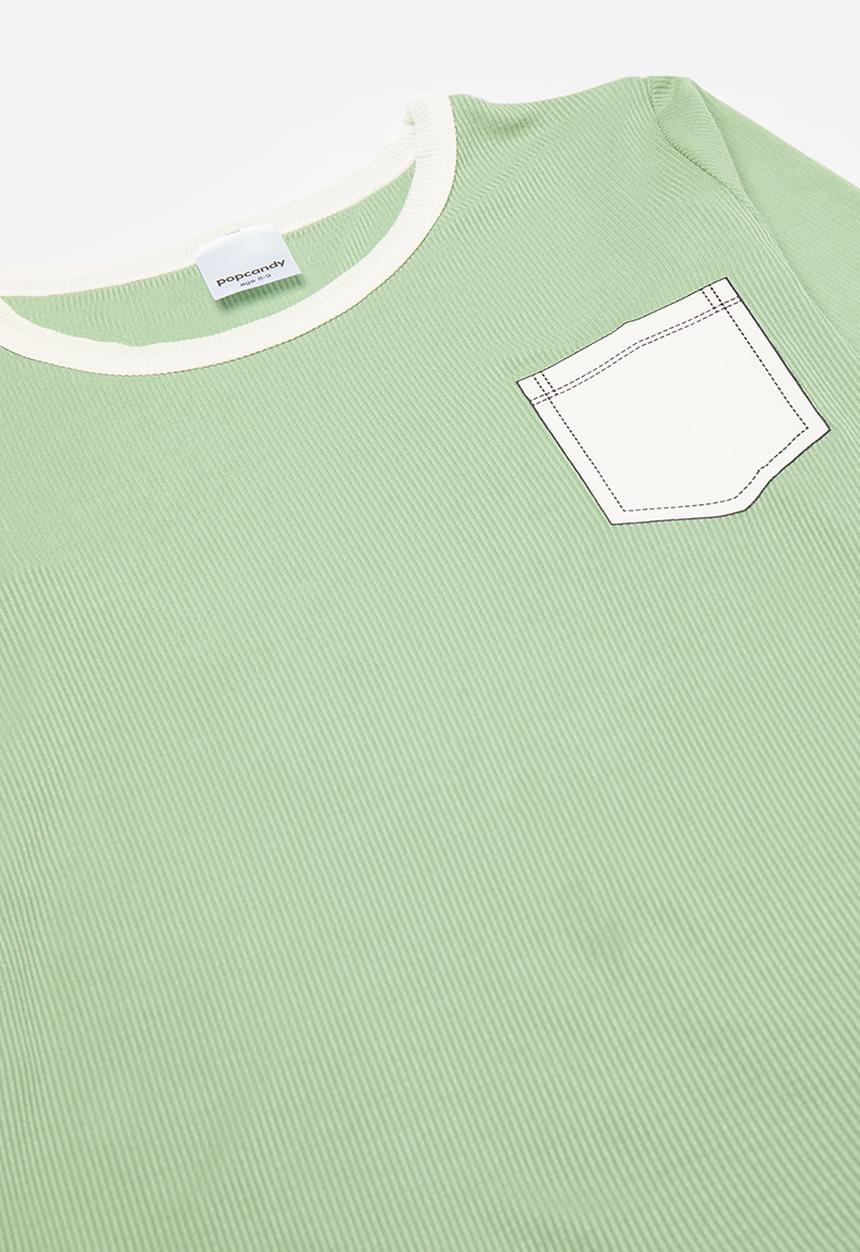 Pop Candy - Contrast pocket pj set - sage green