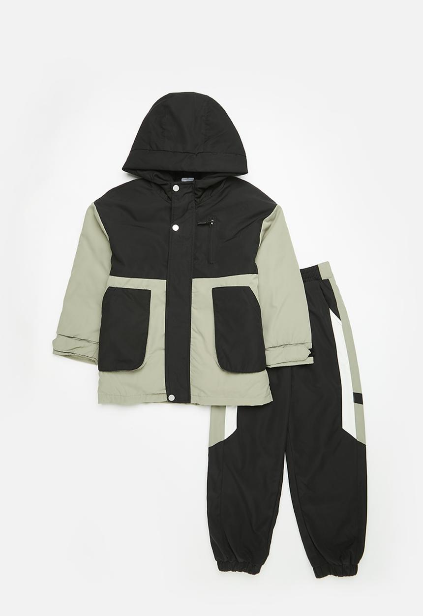 Pop Candy - Hooded colour block set - green and black
