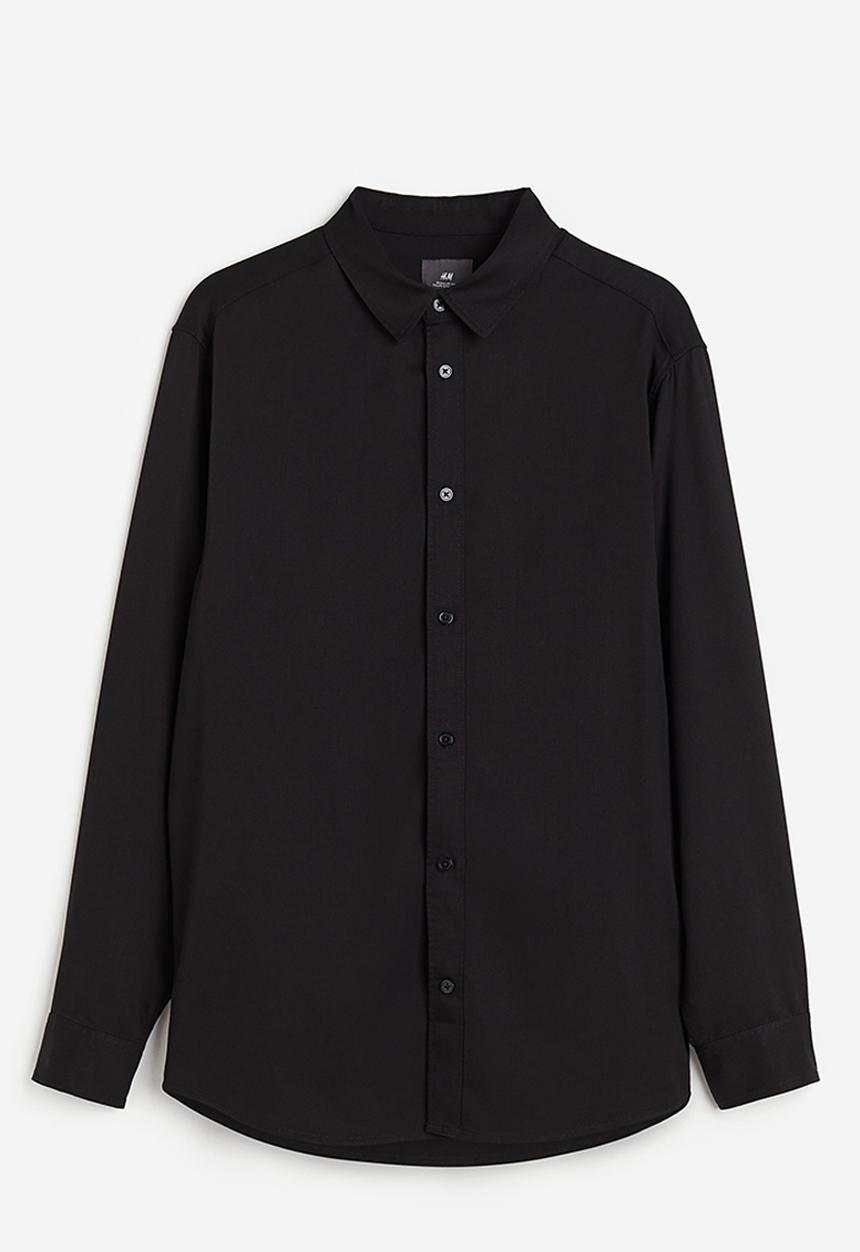 H&M - Regular fit lyocell shirt - black
