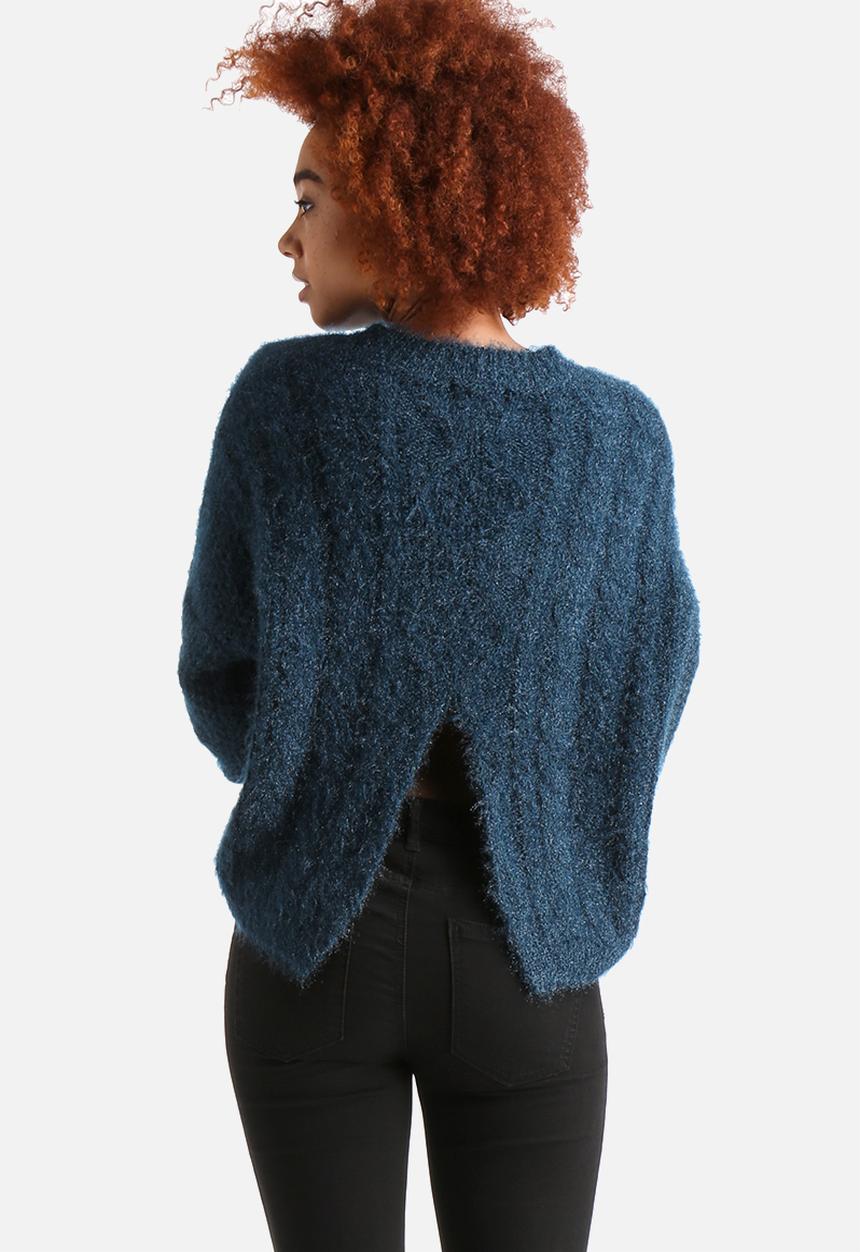 AX Paris - Ribbed Knitted Split Back Jumper