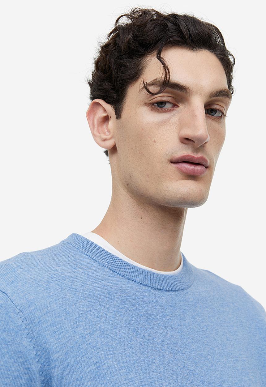 H&M - Slim fit fine-knit cotton jumper - light blue
