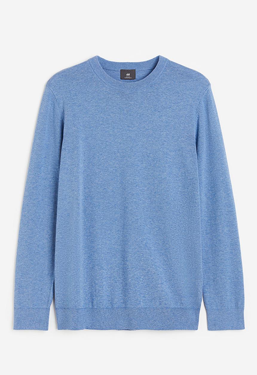 H&M - Slim fit fine-knit cotton jumper - light blue