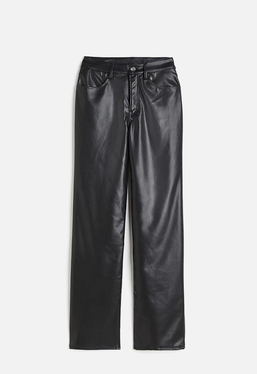 H&M - 90s straight coated trousers - black