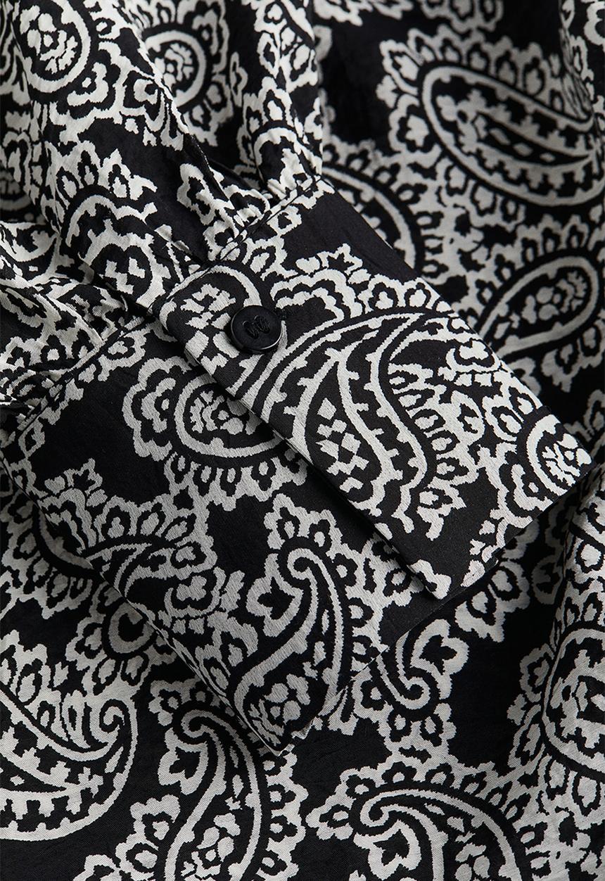 H&M - Balloon-sleeved tunic dress - black/paisley-patterned