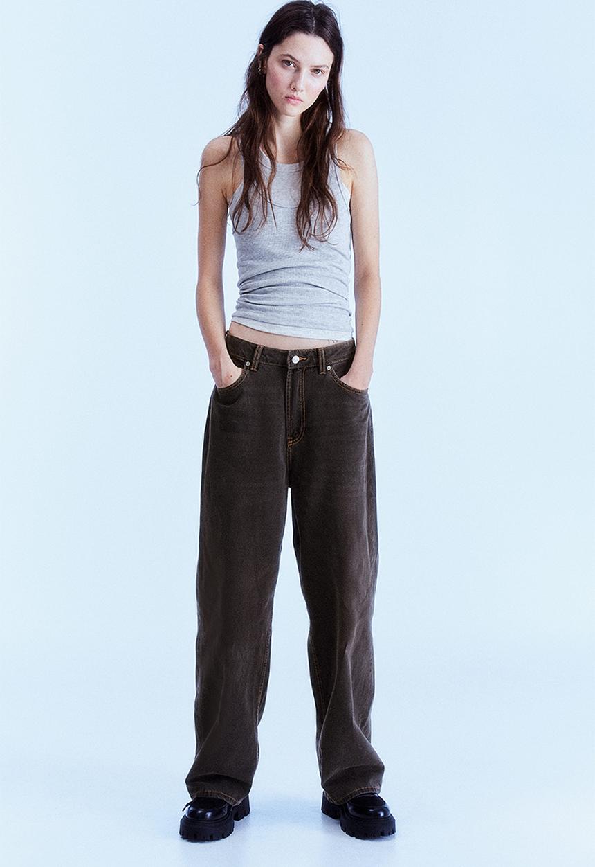 H&M - 90s baggy high jeans - brown