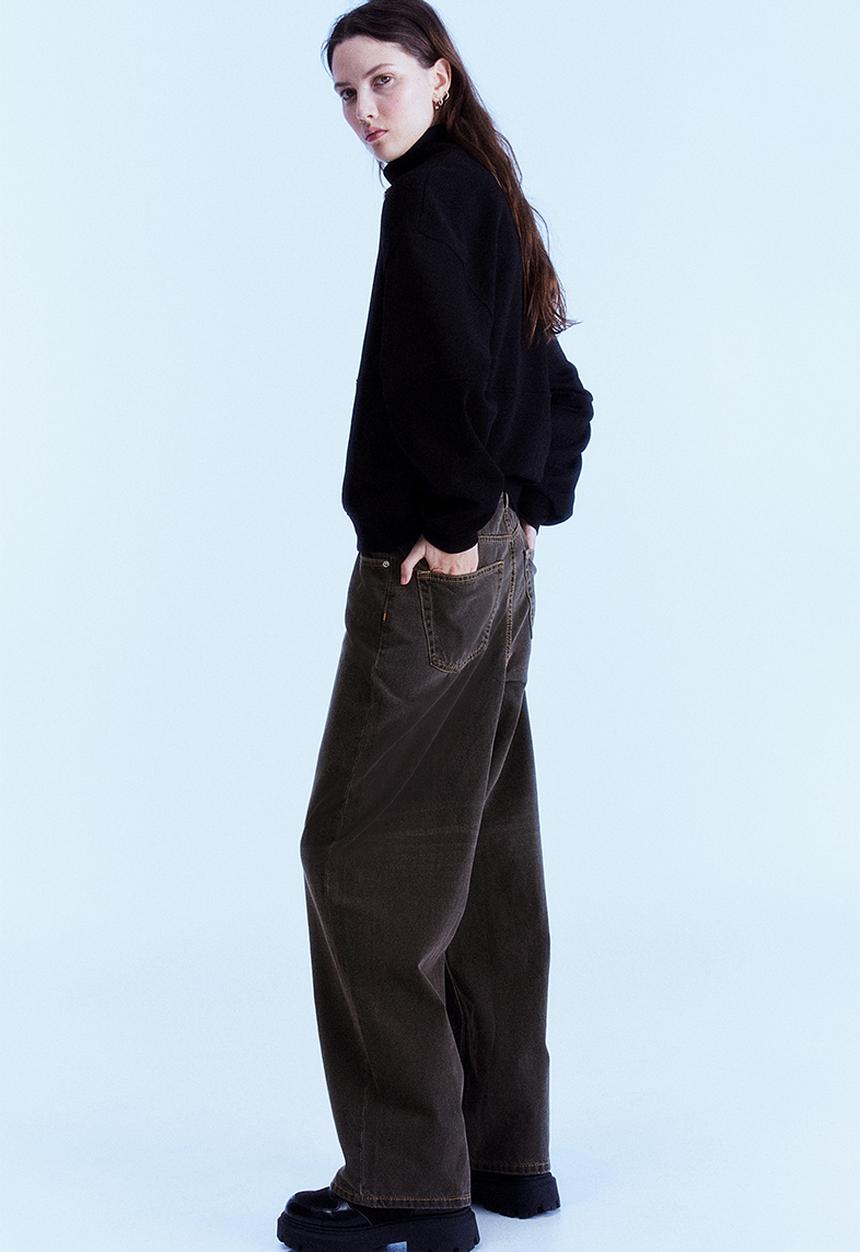 H&M - 90s baggy high jeans - brown