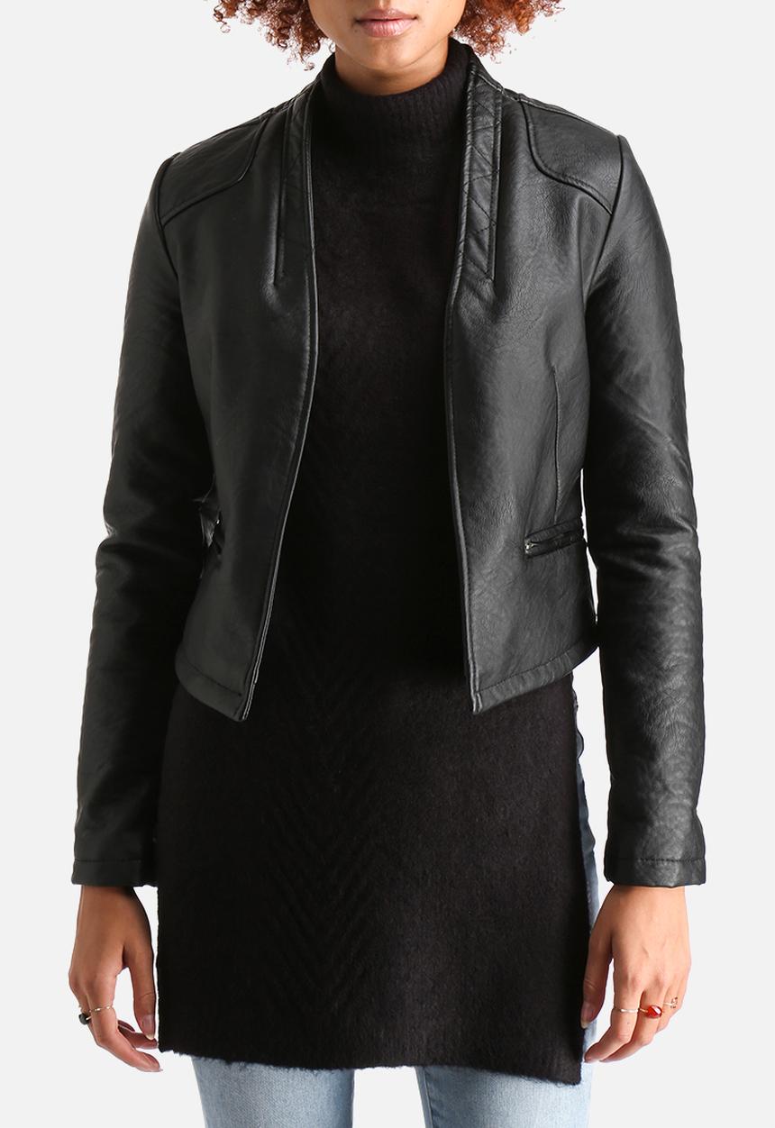 AX Paris - Cropped Faux Leather Jacket
