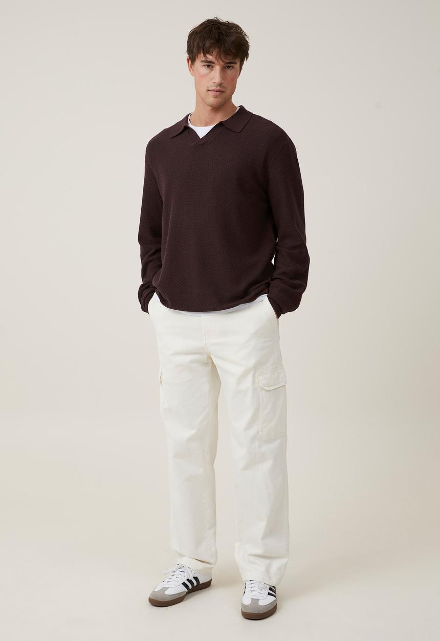 Cotton On - Jimmy long sleeves polo - brown