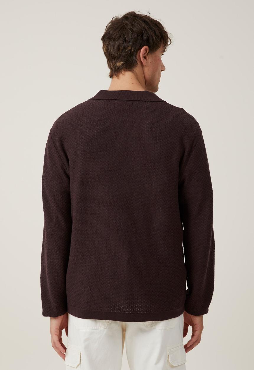 Cotton On - Jimmy long sleeves polo - brown