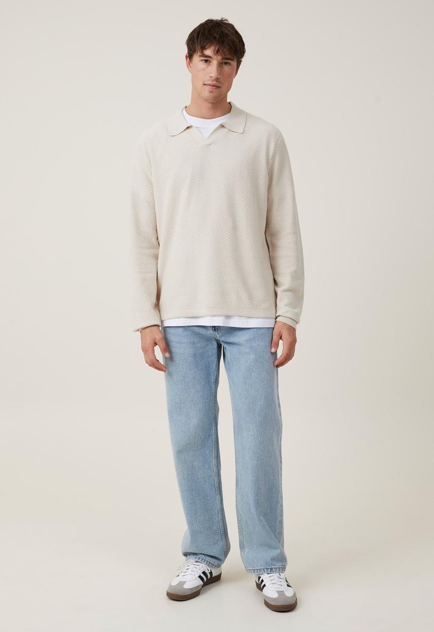 Cotton On - Jimmy long sleeve polo - stone