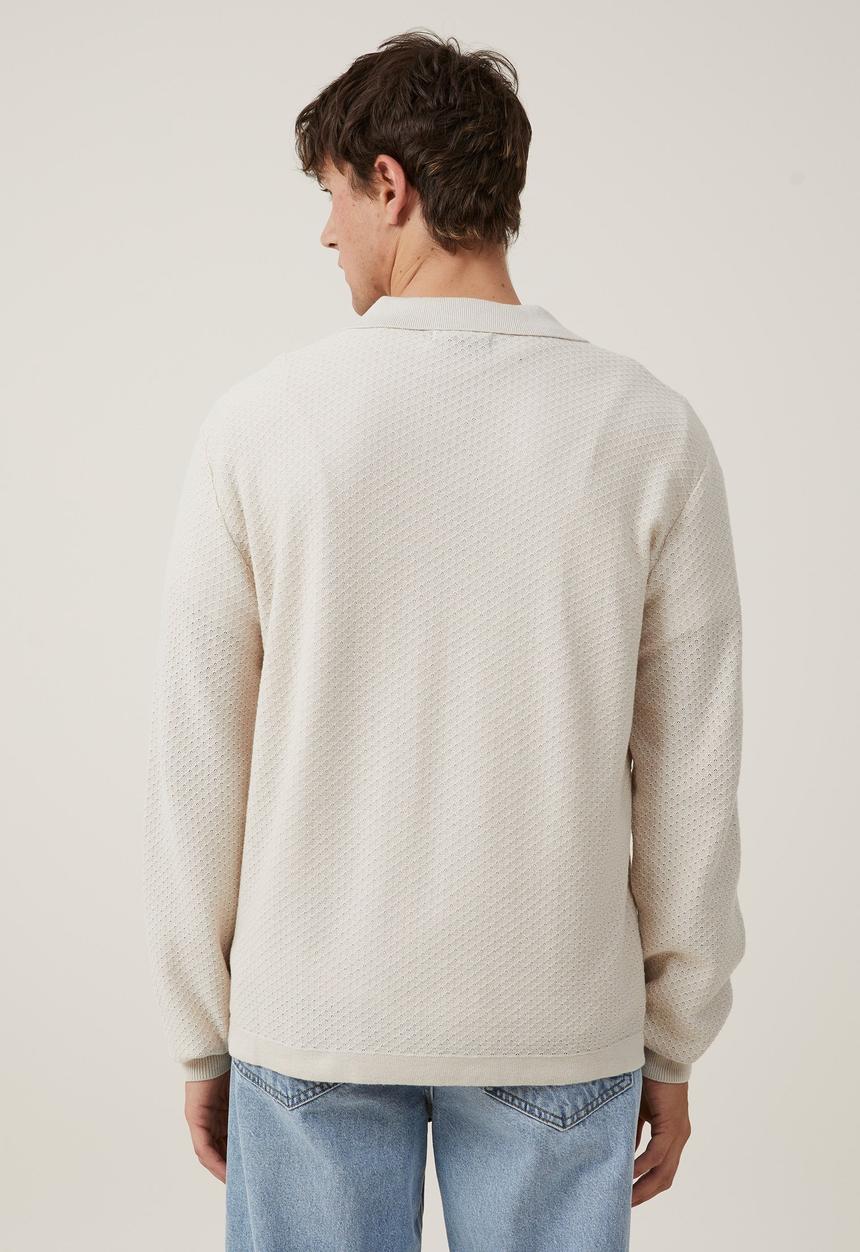 Cotton On - Jimmy long sleeve polo - stone