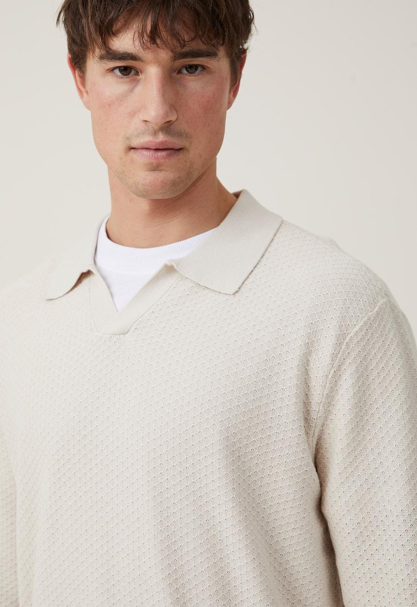 Cotton On - Jimmy long sleeve polo - stone