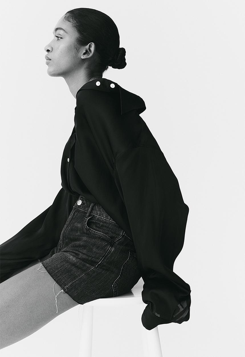 H&M - Feather soft denim shorts - black