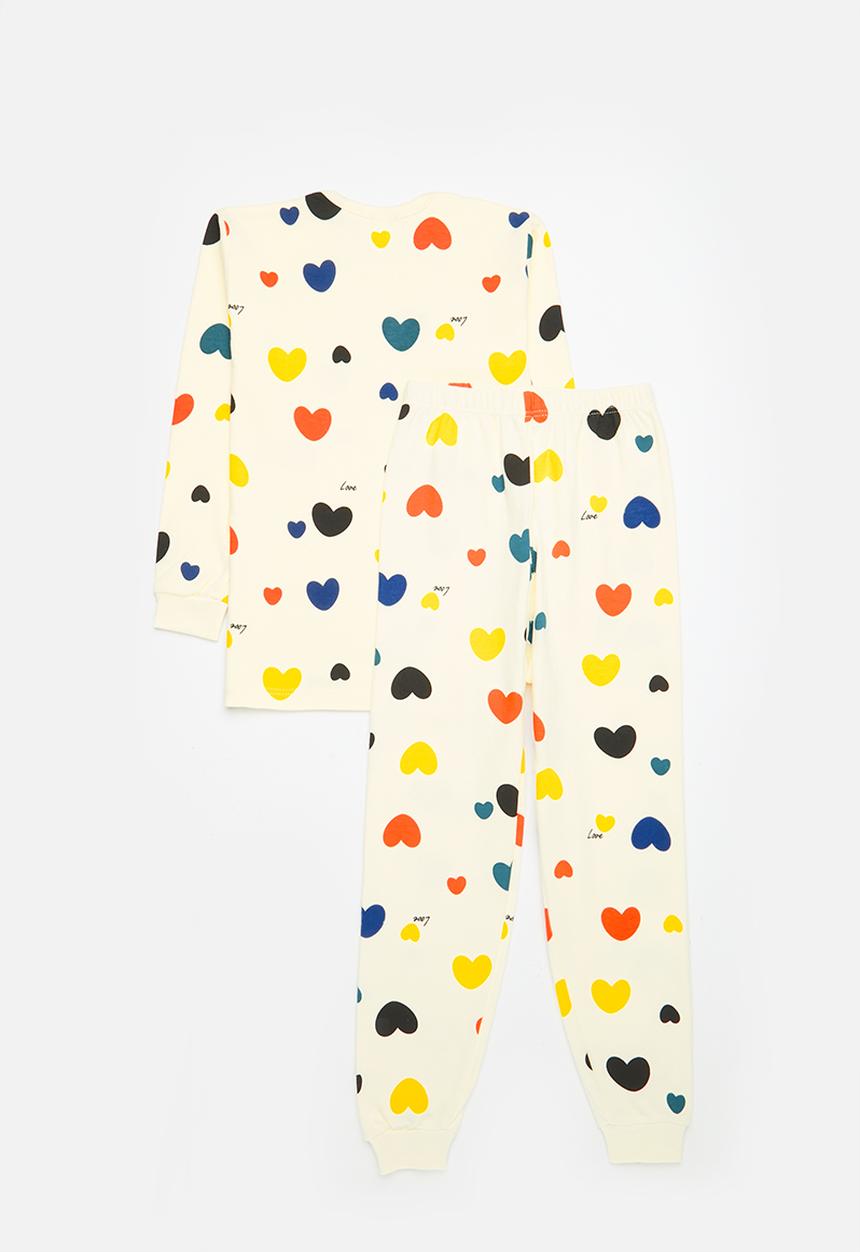 Pop Candy - Heart print pj set - ecru