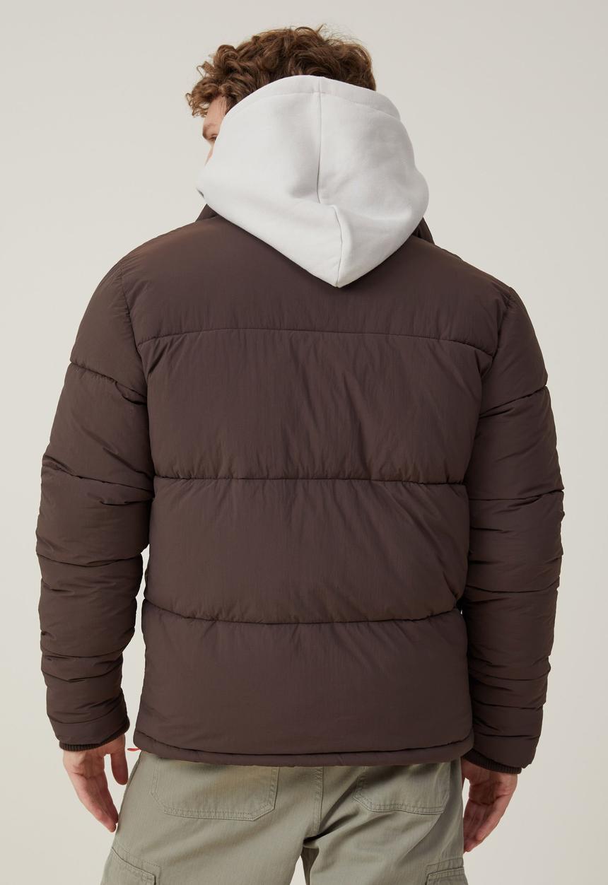 Cotton On - Recycled puffer jacket - cigar brown