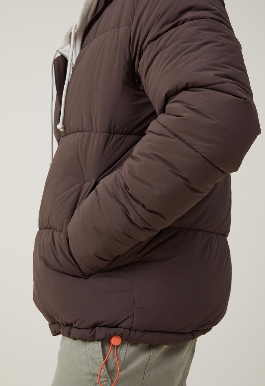 Cotton On - Recycled puffer jacket - cigar brown