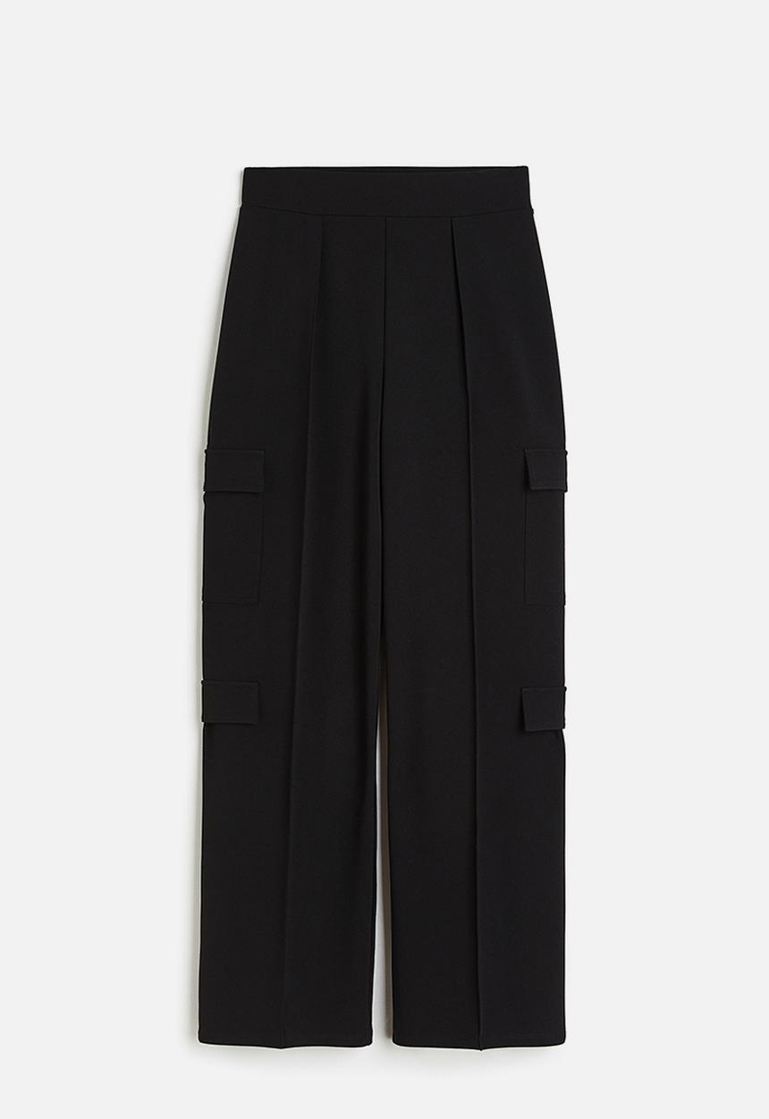 H&M - Jersey cargo trousers - black