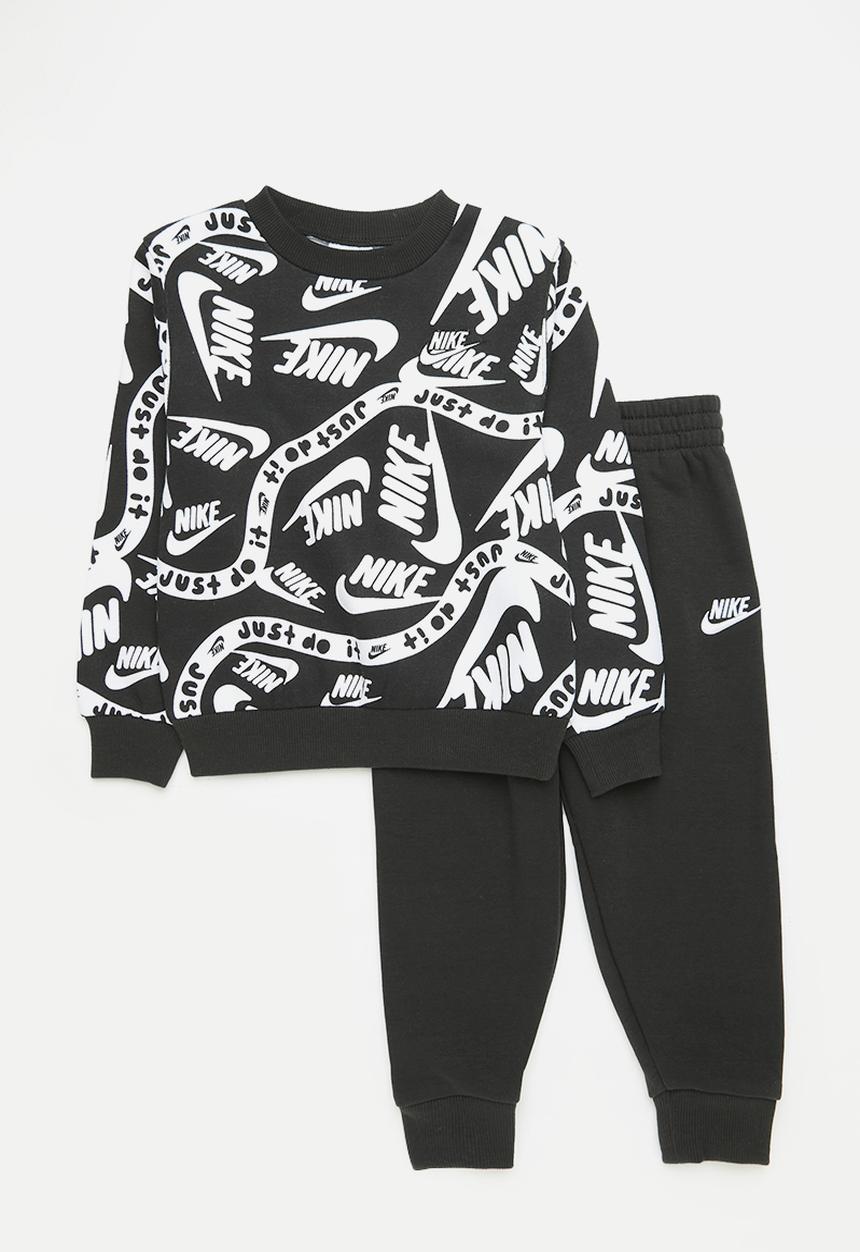 Nike - Nike all-over print futura crewneck and joggers set - black