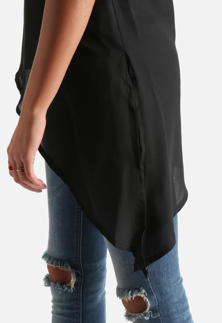 AX Paris - Asymmetric Hem Chiffon Top
