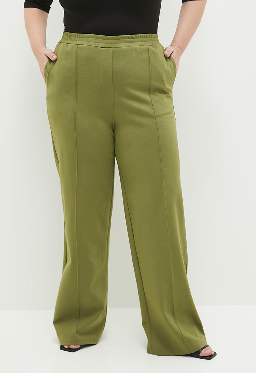 Me&B - Plus casual tailored ponti pants - olive